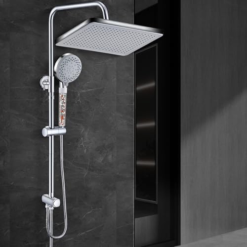 GAOZHI Duschset Duschsystem Duschkopf mit Schlauch und Halterung Duschstangeset ohne Duscharmatur Regendusche ohne Armatur Duschkopf Regendusche 30x20cm Eckig von GAOZHI