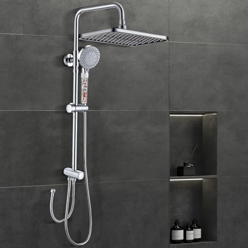 GAOZHI Regendusche Set Regendusche ohne Armatur Duschkopf 28x18cm eckig und 5 Funktions Handbrause Regendusche Duscharmatur Duschbrause mit Schlauch und Halterung Verstellbarer Duschstange 60-107cm GAOZHI Regendusche Set Regendusche ohne Armatur Duschkopf 28x18cm eckig und 5 Funktions Handbrause Regendusche Duscharmatur Duschbrause mit Schlauch und Halterung Verstellbarer Duschstange 60-107cm von GAOZHI