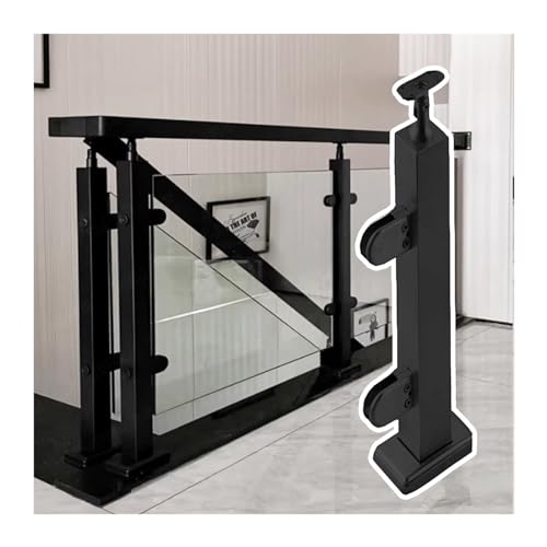 GAOzhenq 60 70 80 90 100 110 120 130 140 cm hoher quadratischer Glasgeländerpfosten, Schwarze Glasgeländerklemme, Glasgeländersäule für Flurtreppen im Innenbereich (Farbe: Grau, Größe: H75 cm/30 Zoll von GAOzhenq