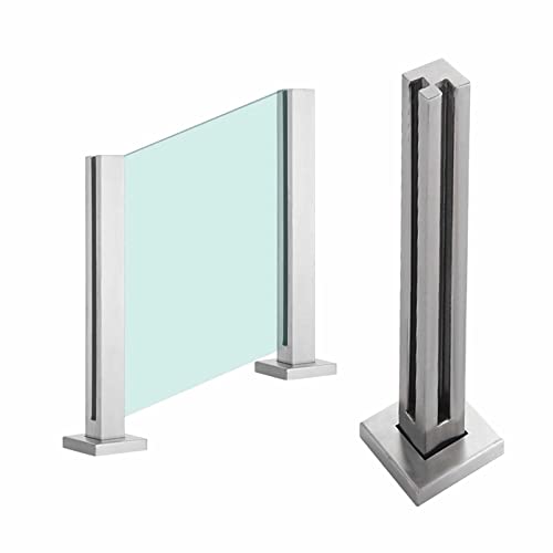 GAOzhenq Deck-Glasgeländerpfosten, Gartenzaun-Balustradenpfosten, silberner Glasgeländerpfosten, quadratisch, gebürsteter Edelstahl, Plattform, Loft, Flur, Balustraden, Paneelsäule mit Klemmschiene, GAOzhenq Deck-Glasgeländerpfosten, Gartenzaun-Balustradenpfosten, silberner Glasgeländerpfosten, quadratisch, gebürsteter Edelstahl, Plattform, Loft, Flur, Balustraden, Paneelsäule mit Klemmschiene, von GAOzhenq