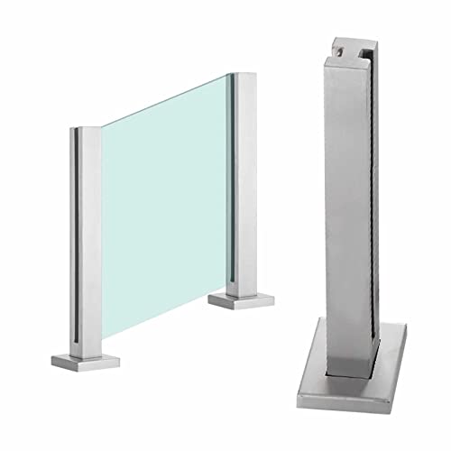 GAOzhenq Deck-Glasgeländerpfosten, Gartenzaun-Balustradenpfosten, silberner Glasgeländerpfosten, quadratisch, gebürsteter Edelstahl, Plattform, Loft, Flur, Balustraden, Paneelsäule mit Klemmschiene, von GAOzhenq