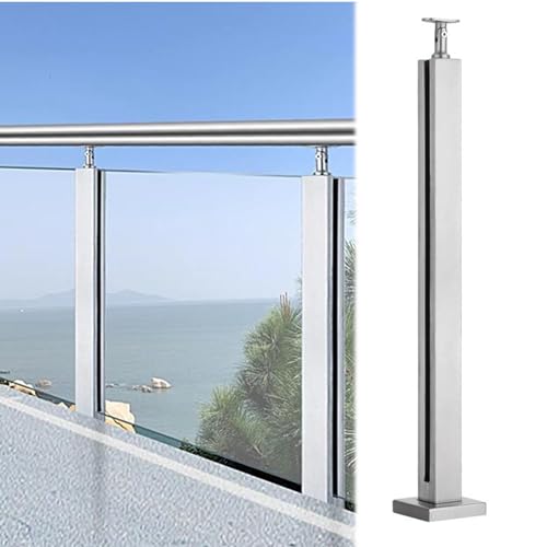 GAOzhenq Glasgeländer-Eck-/Mittel-/Endpfosten, Glasgeländerpfosten aus Edelstahl 304 für den Innenbereich für Stufen, Villen, Balkone, Treppen, Terrassen, Terrassentreppen, Glastreppengeländersystem von GAOzhenq