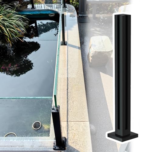 GAOzhenq Glasgeländer-Endeck-Mittelpfosten, schwarzer Glasgeländerpfosten mit Zapfenschlitzen und Stabiler Basis, für Stufen, Balkontreppen, Terrassentreppen (Farbe: Grau, Größe: H120CM/47.2inch) von GAOzhenq
