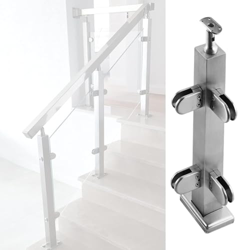 GAOzhenq Glasgeländerpfosten, Glasgeländerpfosten, Edelstahl-Glaszaun-Balusterssäule für Loft-Treppendeck-Terrassenbalkon, silbernes Hausgarten-Treppengeländer (Eckpfosten, 85 cm) von GAOzhenq