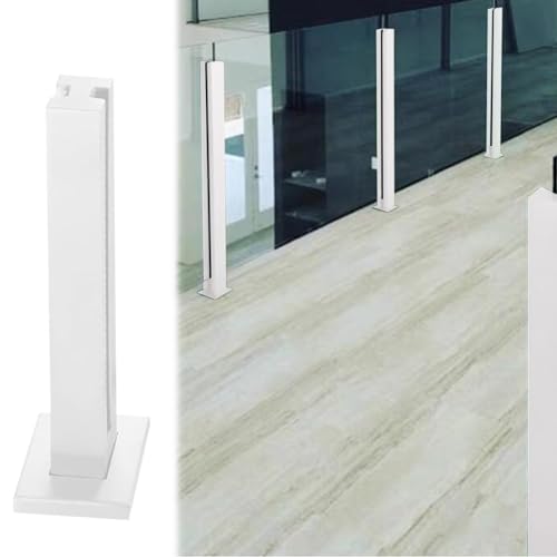 GAOzhenq Glasgeländersystem für Innen und Außen, quadratischer Glasgeländerpfosten mit weißer Balustrade für Balkontreppenplattform, Säulenklemmen für Glasgeländer (Farbe: Weißer Mittelpfosten, Größe von GAOzhenq