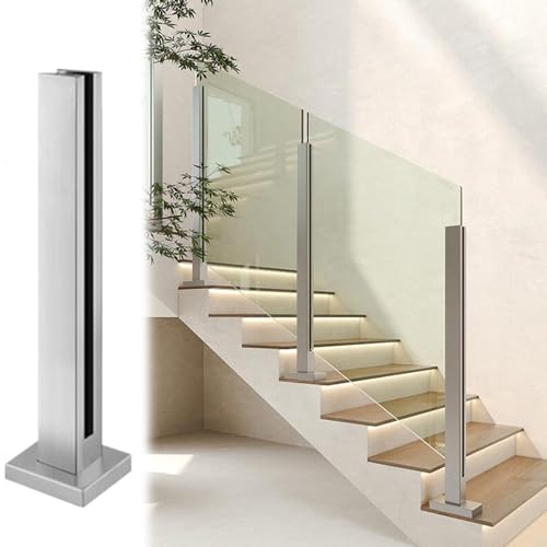 GAOzhenq Moderne Treppengeländerpfosten aus Glas für den Innenbereich für Treppendecks, Glasklemmen/Glasgeländerpfosten für Balustraden, Glasgeländerkanal für Plattformkorridore (Farbe: Mittelpfosten von GAOzhenq