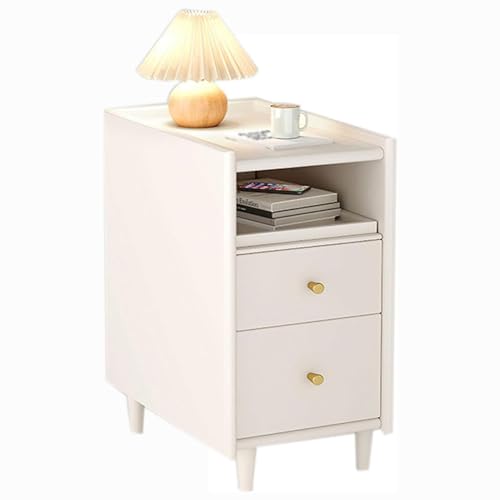 GAOzhenq Moderner Beistelltisch für kleine Räume, Nachttisch aus Holz mit 2 Schubladen und Ablagefläche, idealer Nachttisch für Schlafzimmer, Wohnzimmer und Flur – stilvoll und funktional von GAOzhenq