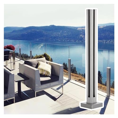 GAOzhenq Moderner Treppengeländerpfosten aus Glas, Geländerpfosten aus Glaspaneelen, robuster Edelstahl für Innen- und Außenbereiche von Villen, Terrassenbalkone, Glasgeländersystem (Farbe: Silberner von GAOzhenq