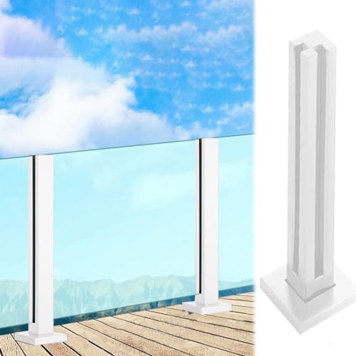 GAOzhenq Quadratischer Glasgeländerpfosten für Außenbalustrade, Geländerpfosten aus weißem Glas für 3/8" oder 1/2" Dicke Platten, Winddichte Bodenmontage-Plattensäule für Balkon/Terrasse/Veranda (Far GAOzhenq Quadratischer Glasgeländerpfosten für Außenbalustrade, Geländerpfosten aus weißem Glas für 3/8" oder 1/2" Dicke Platten, Winddichte Bodenmontage-Plattensäule für Balkon/Terrasse/Veranda (Far von GAOzhenq