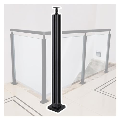 GAOzhenq Quadratisches Glasgeländerpfostensystem, Glasgeländersäule für drinnen und draußen, Balustradenpfosten, schwarz, 60 65 70 75 80 85 90 95 100 105 110 115 120 125 130 135 140 145 cm hoch, Mitt von GAOzhenq