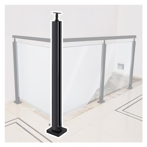 GAOzhenq Quadratisches Glasgeländerpfostensystem, Glasgeländersäule für drinnen und draußen, Balustradenpfosten, schwarz, 60 65 70 75 80 85 90 95 100 105 110 115 120 125 130 135 140 145 cm hoch, Mitt von GAOzhenq