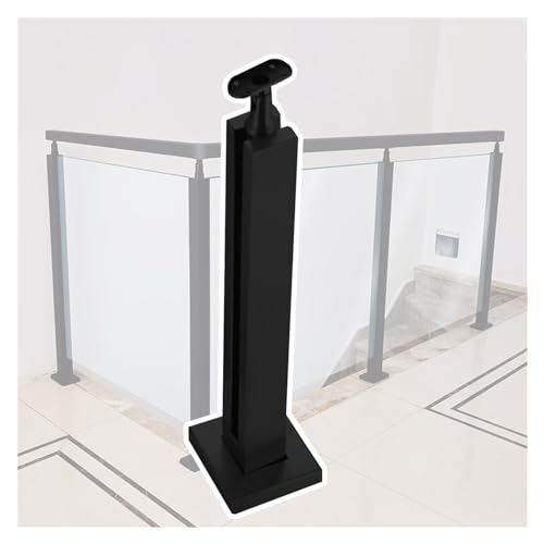 GAOzhenq Quadratisches Glasgeländerpfostensystem, Glasgeländersäule für drinnen und draußen, Balustradenpfosten, schwarz, 60 65 70 75 80 85 90 95 100 105 110 115 120 125 130 135 140 145 cm hoch, Mitt von GAOzhenq