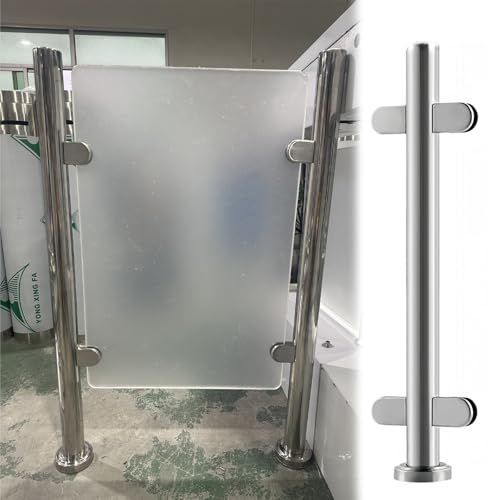 GAOzhenq Runder Glasgeländerpfosten mit Klemme, Glasbalustradenpfosten-Set für Außentreppen im Innenbereich, Edelstahl-Glasplatten-Klemmgeländersystem (Mittelpfosten, H110 cm) von GAOzhenq