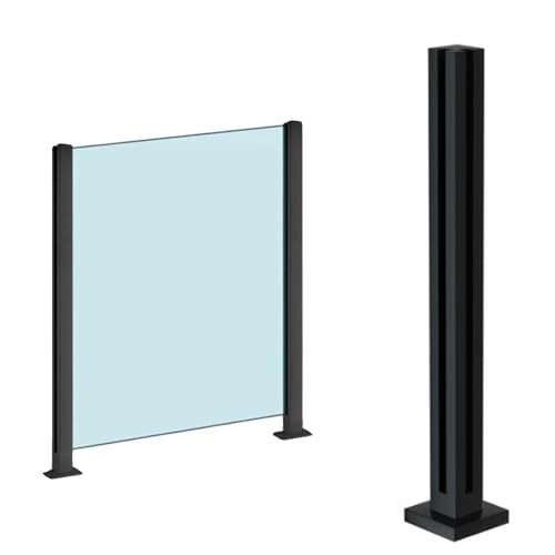 GAOzhenq Schwarzer Glasgeländerpfosten, Glasbalustrade-Pfostensäule für Balustraden-Balkon-Decktreppen, Handlaufversion kann Nicht hinzugefügt Werden und Höhe anpassbar (Farbe: Grau, Größe: H75CM/29, von GAOzhenq