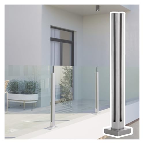 GAOzhenq Stück silberner Glasgeländerpfosten für 10–12 mm Glas, 60 70 80 90 100 110 120 130 140 cm hoch, Treppenhandlauf-Baluster aus Edelstahl 304 mit Gummis, Mittel-/Eck-/Endpfosten (Farbe: Grau, 1 GAOzhenq Stück silberner Glasgeländerpfosten für 10–12 mm Glas, 60 70 80 90 100 110 120 130 140 cm hoch, Treppenhandlauf-Baluster aus Edelstahl 304 mit Gummis, Mittel-/Eck-/Endpfosten (Farbe: Grau, 1 von GAOzhenq