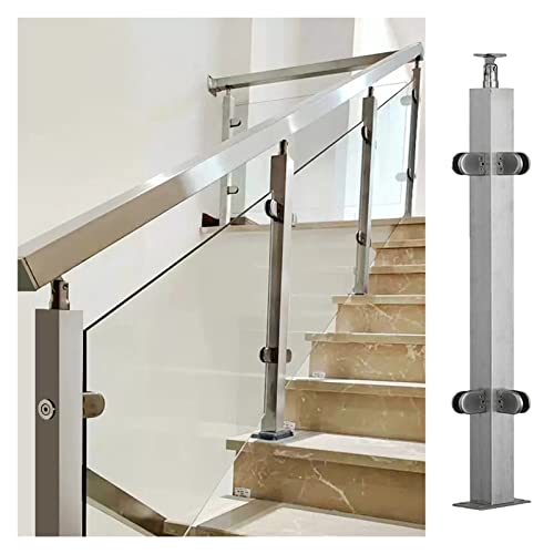 GAOzhenq Wasserdichter Glasgeländerpfosten aus Edelstahl, silberner Balustrade-Glaszaun aus gehärtetem Glas für 10–12 mm Glasbarrieresäule/Farbe: Grau/120 cm von GAOzhenq