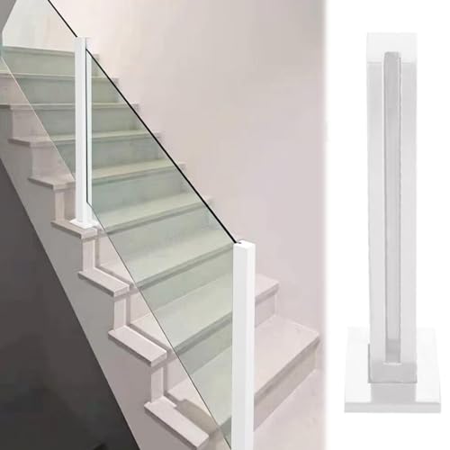 GAOzhenq Weißer moderner Glasgeländerpfosten, Metallgeländersäule für Innentreppen für Villen, Lofts und Hotels, Balustradenpfosten aus Edelstahlglas, individuelle Höhe (Farbe: Weißer Endpfosten, Grö von GAOzhenq
