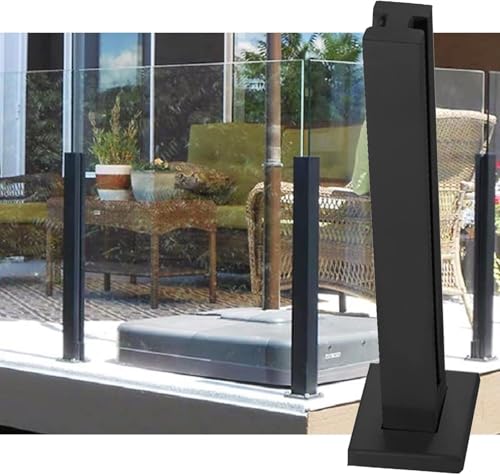 Glasgeländerpfosten Schwarz, Edelstahl-Deckbaluster für Glaspaneel-Zaunstützsäule für Gartenpool Edelstahl-Balustradenpfosten (Mittelpfosten, 95 cm) von GAOzhenq