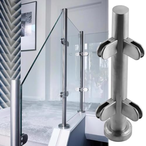 Glasgeländerpfostenklemmen für drinnen und draußen für Plattformtreppen, Balkon-Rundzaun-Glasbalustradenpfosten, Silber, Glaspaneelgeländer, Mittel-/Eck-/Endsäule (Farbe: Grau, Größe: H110 c von GAOzhenq