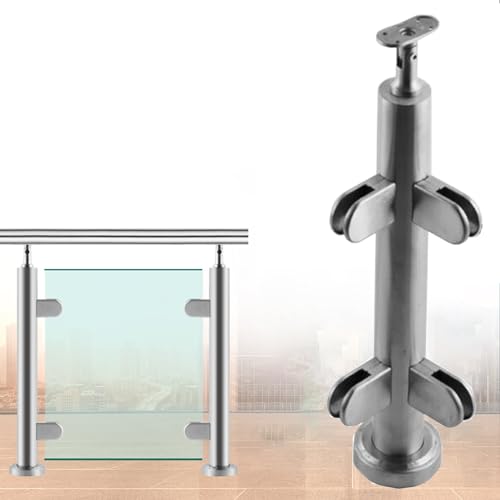 Robuste Glasgeländer-Rundpfostenklemmen, Balustraden-Zaunpfosten-Handlauf, Gartenzaun, Glasdeck-Geländersystem, Glaspaneel-Geländerpfosten (Farbe: Grau, Größe: H125 cm) von GAOzhenq