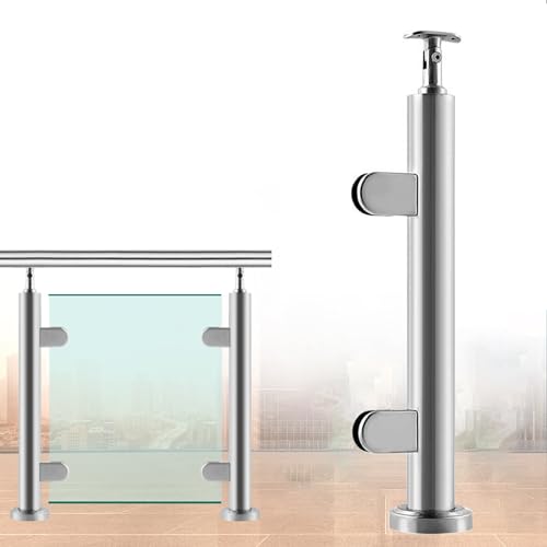 Robuste Glasgeländer-Rundpfostenklemmen, Balustraden-Zaunpfosten-Handlauf, Gartenzaun, Glasdeck-Geländersystem, Glaspaneel-Geländerpfosten (Farbe: Grau, Größe: H125 cm) von GAOzhenq