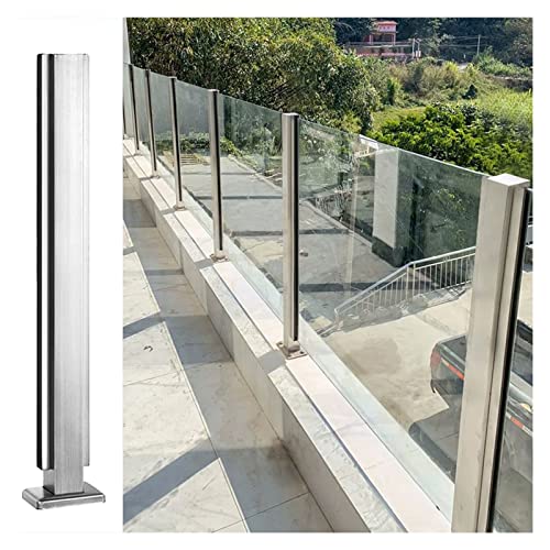 Terrassentreppen Glasgeländer Quadratpfosten Edelstahl, Vertikale Glasgeländerklemme, Stützsäulen für Windschutzplatten für Plattformkorridor (Farbe: Mittelpfosten, Größe: 95 cm) von GAOzhenq