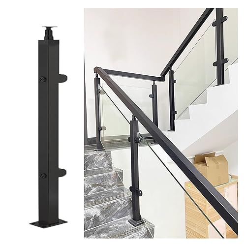 Treppen-/Plattform-Glasgeländerpfosten, Schwarze Glasklemme, Edelstahl-Deck-Balustradensystem, verstellbare Winkelhalterung, Stützsäulen für Windschutzplatten mit Schrauben (Farbe: Grau, Grö von GAOzhenq