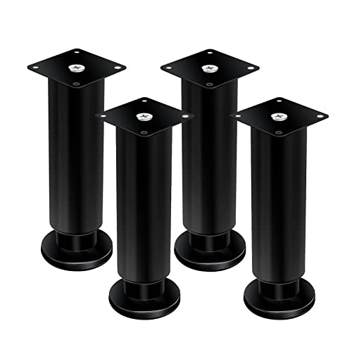 GAPECHNG 4 Stück Metallmöbelbeine, Edelstahl-Sofabeine, Verstellbare Schrankfüße, Diy-Ersatzbeine Für Schrank, Couch, Bücherregal, Arbeitsplatte, Couchtisch, Bett, Mit Schrauben, Schwarz/Black/15Cm(5. von GAPECHNG
