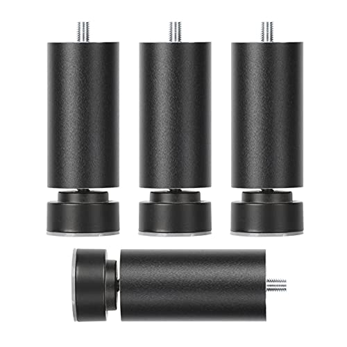 GAPECHNG 4Er-Pack Verstellbare Möbelbeine, Runde Schrankbeine Aus Metall, Tischbeine Aus Aluminiumlegierung, Sofastützfüße, Kühlschrankfüße, Waschmaschinenfüße, Mit M10-Gewindestange/Black/35Cm/13.7In von GAPECHNG