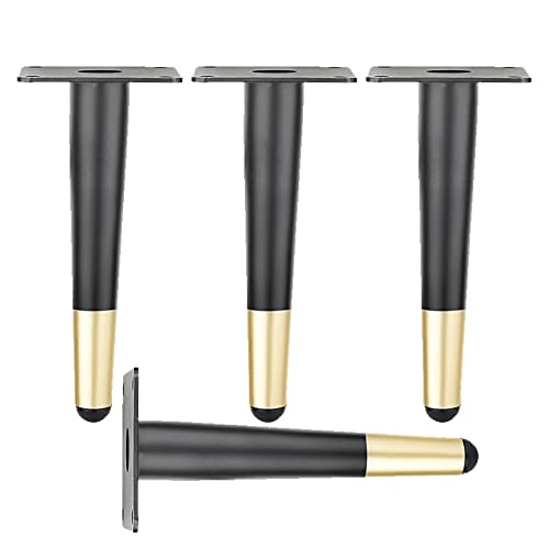 GAPECHNG Kegelförmige Möbelbeine, 4Er-Set Moderne Möbelfüße Aus Metall, DIY-Ersatz-Sofabeine, Perfekt Für Schränke, Kleiderschränke, Fernsehschränke, Schubladen, Nachttische/Black and D/15Cm von GAPECHNG