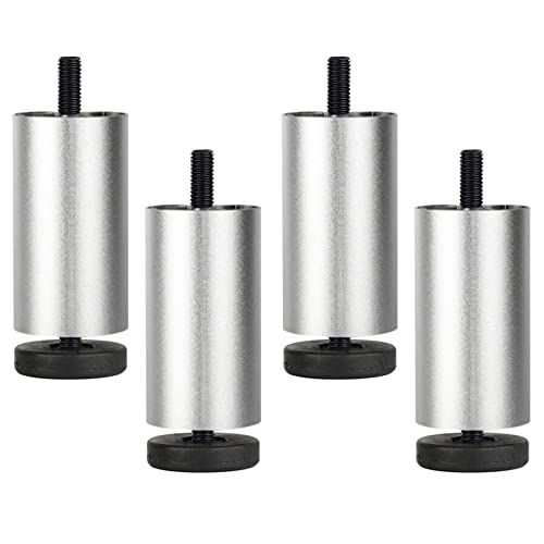 GAPECHNG Tischbeine Aus Metall Mit Verstellbaren Schutzfüßen, Robuste Möbelbeine Aus Aluminiumlegierung Für Schränke, Sofas, Couchtische, Schreibtische Und Nachttische, Mit M8-Schrauben, 4Er-Set/Sier/ von GAPECHNG