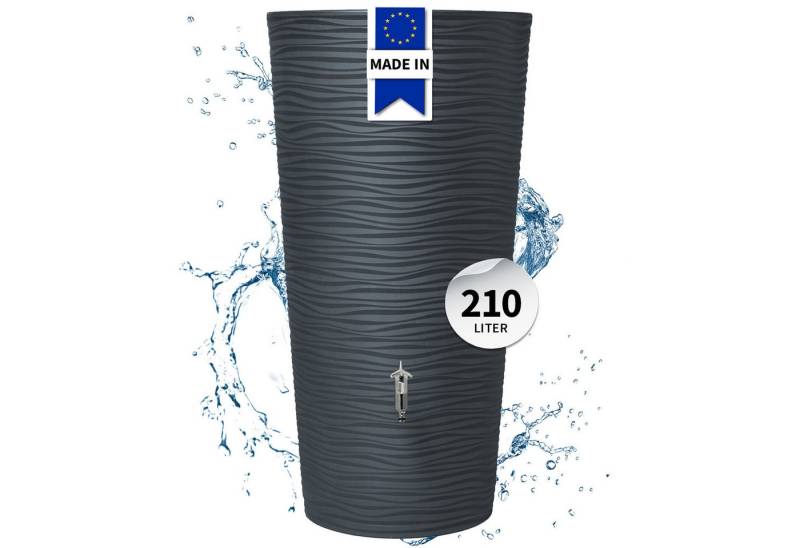 GARANTIA Regentonne NATURA 2in1 Regenspeicher 210 Liter graphite grey inkl. Pflanzschale von GARANTIA