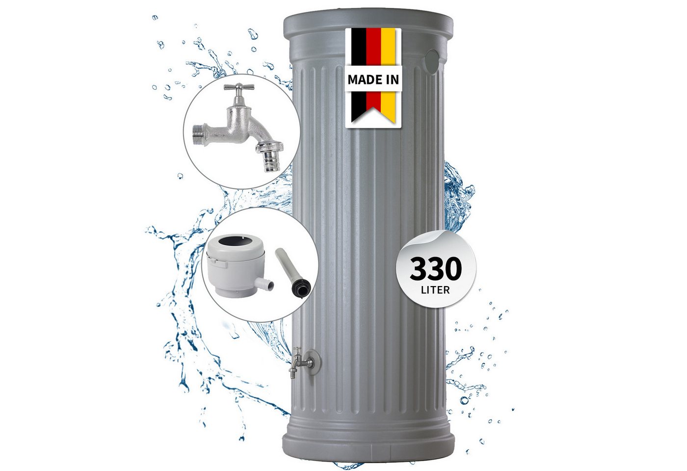 GARANTIA Regentonne Säulentank Komplett-Set 330 L steingrau GARANTIA Regentonne Säulentank Komplett-Set 330 L steingrau von GARANTIA