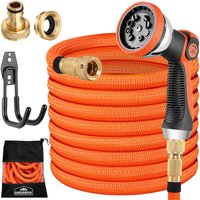 Flexibler Gartenschlauch 3fach Latexkern Vollmessing Adapter 1/2 3/4 Zoll Wandhalterung Tasche Flexschlauch Wasserschlauch orange - 30m - Gardebruk von GARDEBRUK