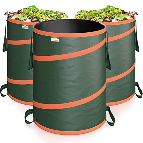 GARDEBRUK® Gartenabfallsack 3x165 Liter 30 kg Belastbarkeit stabil robust abwaschbar Garten Pop up Rasensack Laubsack von Gardebruk