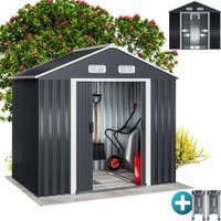 Xl Metall Gerätehaus 2m² mit Fundament 196x132x188cm Schiebetür Anthrazit Geräteschuppen Gartenhaus Schrank 4m³ - Gardebruk von GARDEBRUK