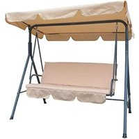 Eleganter Linear Schaukelstuhl aus pulverbeschichtetem Stahl, Polyesterbezug 160 g/m², beige - 113x170x156 cm von GARDEN FRIEND