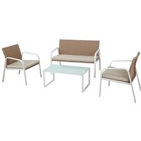 Garden Friend Wohnzimmer Madeira (2 Sessel 1 Sofa 1 Tisch) gepolstert in Polyrattan Honig von GARDEN FRIEND