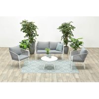 Aluminium-Rope Lounge-Set Madone inkl. Sofa, Sesseln, Tisch und Kissen weiß / hellgrau - Garden Impressions von GARDEN IMPRESSIONS