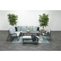 Garden Impressions - Aluminium-Rope Lounge-Set Yoshi inkl. Ecksofa, Tisch, Sessel und Kissen mint / grau links von GARDEN IMPRESSIONS