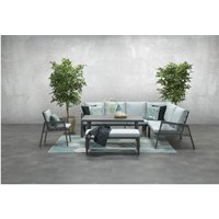 Aluminium-Rope Lounge-Set Yoshi inkl. Ecksofa, Tisch, Sessel und Kissen mint / grau rechts - Garden Impressions von GARDEN IMPRESSIONS