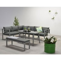 Dining-Ecklounge Lakes, inkl. Sitzbank, Tisch und Kissen arctic grey / reflex black ohne Sessel links - Garden Impressions von GARDEN IMPRESSIONS