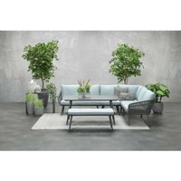 Garden Impressions Exklusives Aluminium-Rope-Lounge Set Miriam inkl. Tisch, Bank und Kissen grau, hellblau rechts von GARDEN IMPRESSIONS