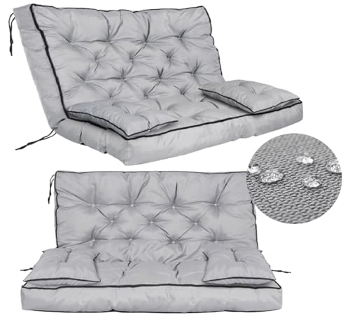 GARDEN KING ROYAL REST Gartenkissen Set für Bank Hollywoodschaukel Gesteppte Kissen mit Paspel Befestigungsbändern wasserfest Größe XL Sitzkissen Palettenkissen Rückenkissen von GARDEN KING ROYAL REST