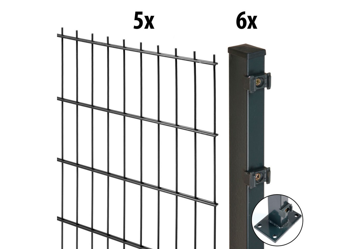 GARDEN 'N' MORE Doppelstabmattenzaun Excellent, (11-St), 5 Elemente für 10 m, LxH: 200 x 103 cm, mit 6 Pfosten von GARDEN 'N' MORE