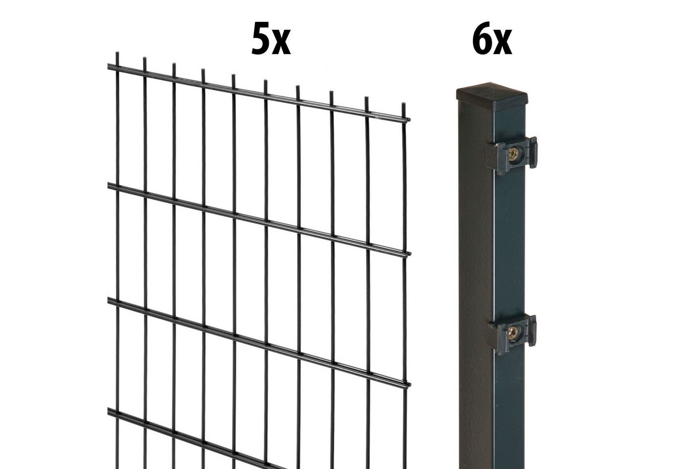 GARDEN 'N' MORE Doppelstabmattenzaun Excellent, (11-St), 5 Elemente für 10 m, LxH: 200 x 163 cm, mit 6 Pfosten von GARDEN 'N' MORE