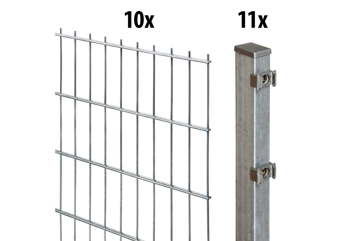 GARDEN 'N' MORE Doppelstabmattenzaun Excellent, (21-St), 10 Elemente für 20 m, LxH: 200 x 143 cm, mit 11 Pfosten von GARDEN 'N' MORE