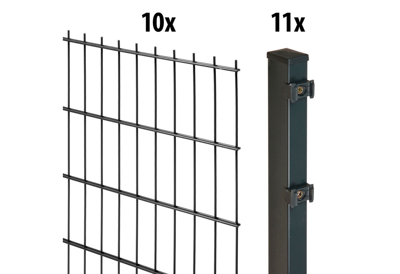 GARDEN 'N' MORE Doppelstabmattenzaun Excellent, (21-St), 10 Elemente für 20 m, LxH: 200 x 143 cm, mit 11 Pfosten von GARDEN 'N' MORE