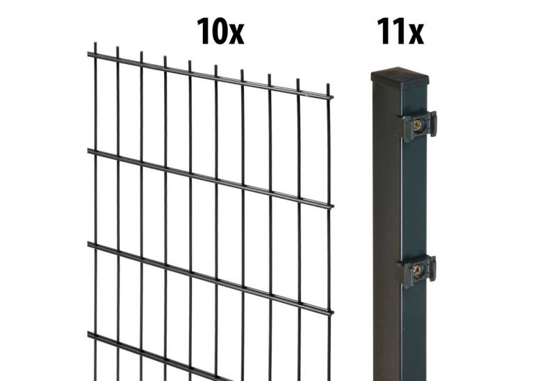 GARDEN 'N' MORE Doppelstabmattenzaun Excellent, (21-St), 10 Elemente für 20 m, LxH: 200 x 143 cm, mit 11 Pfosten von GARDEN 'N' MORE