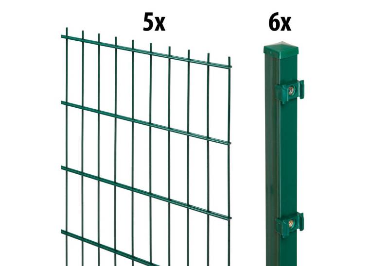 GARDEN 'N' MORE Doppelstabmattenzaun Standard, (11-St), 5 Elemente für 10 m, LxH: 200 x 183 cm, mit 6 Pfosten von GARDEN 'N' MORE